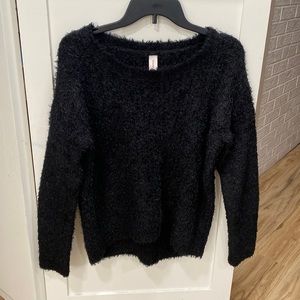 No Boundaries Black Fuzzy Crew Neck Sweater